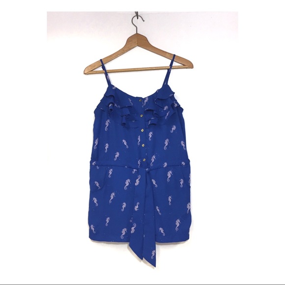 Nanette Lepore L 'Amour Seahorse Romper Blue SZ M - Picture 3 of 13